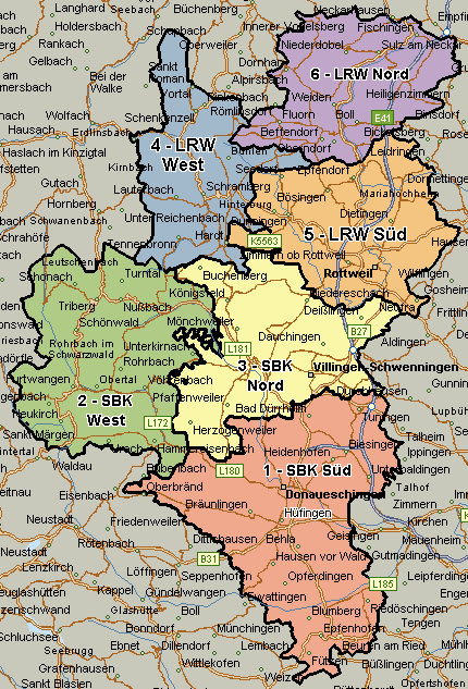 Karte der Raumschaften Sbk und Rw